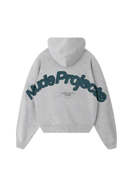 Beast Zip-up Hoodie Grey Melange