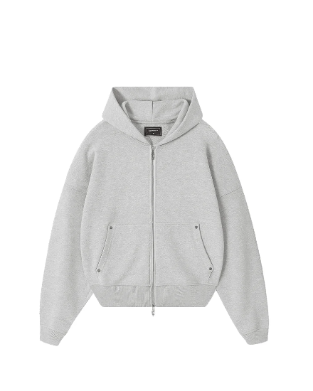 Beast Zip-up Hoodie Grey Melange