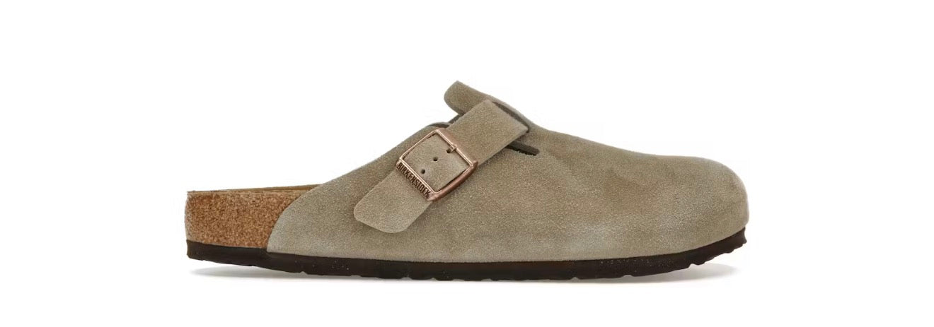 Birkenstock Boston Soft Footbed – Taupe Suede