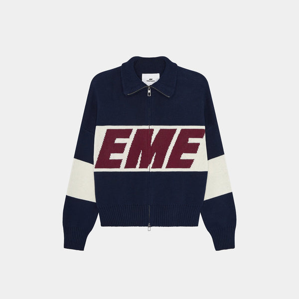 Zipper Hoodie Knit Navy-Eme Studios